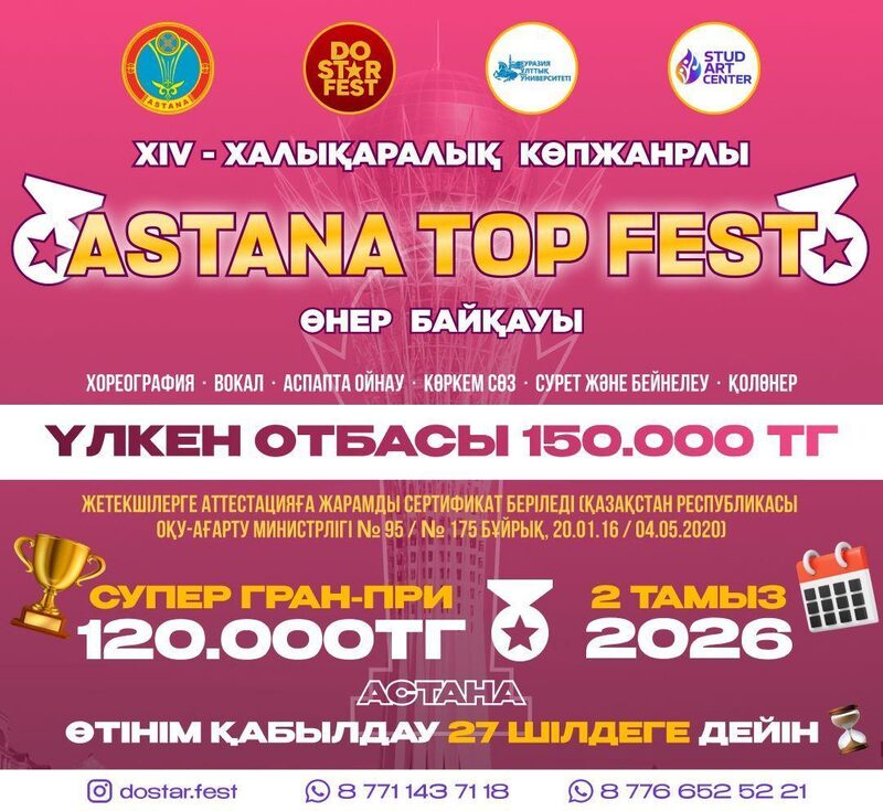 Афиша XIV Международного многожанрового конкурса Astana Top Fest